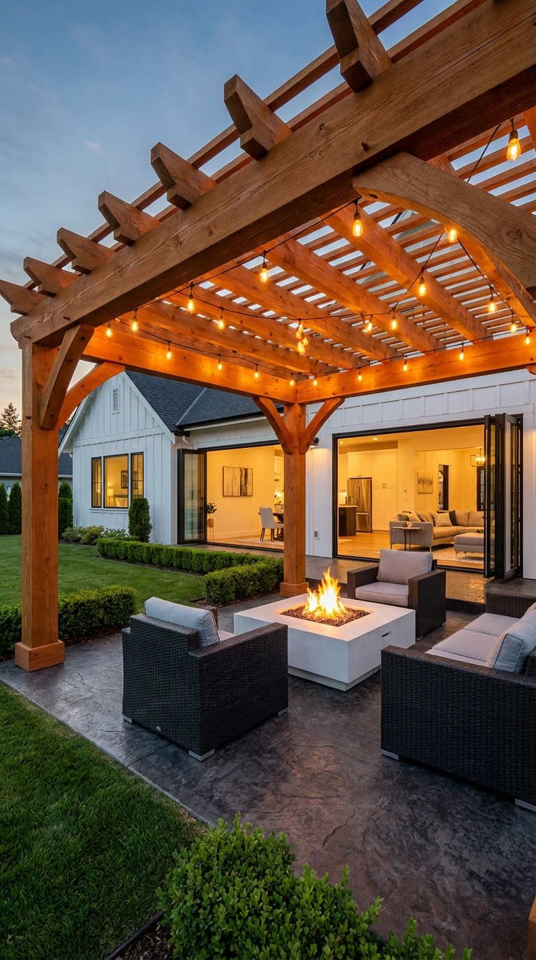 pergola chaleureuse brasero blanc lumiere