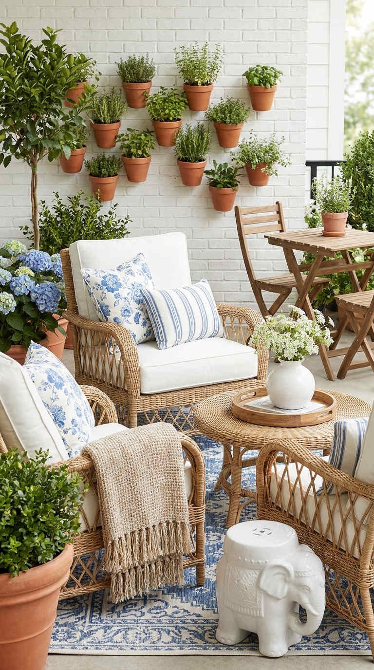 terrasse mur pots terre cuite