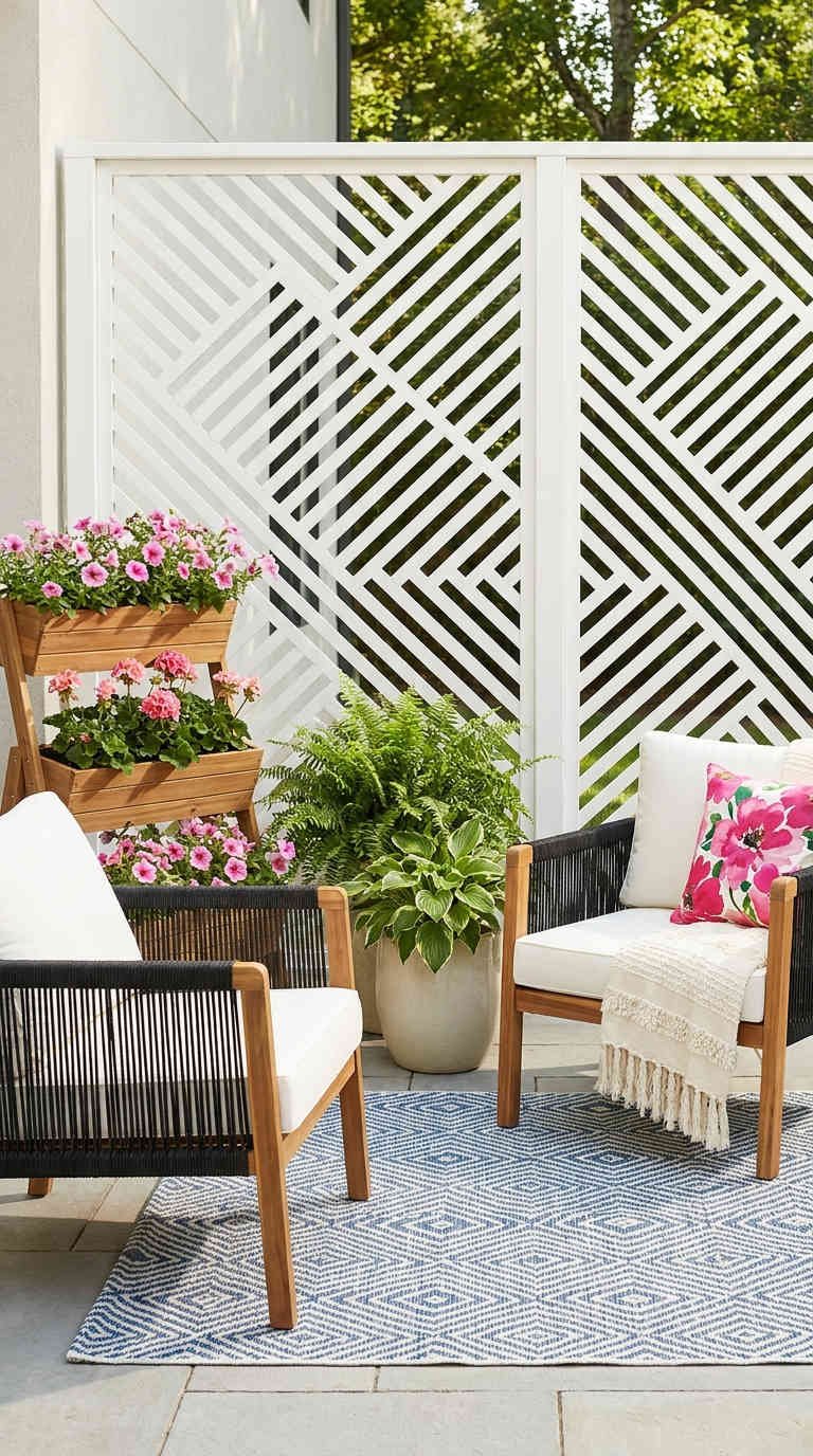 brise vue blanc geometrique