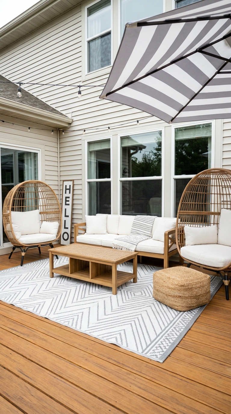 deck bois clair parasol graphique