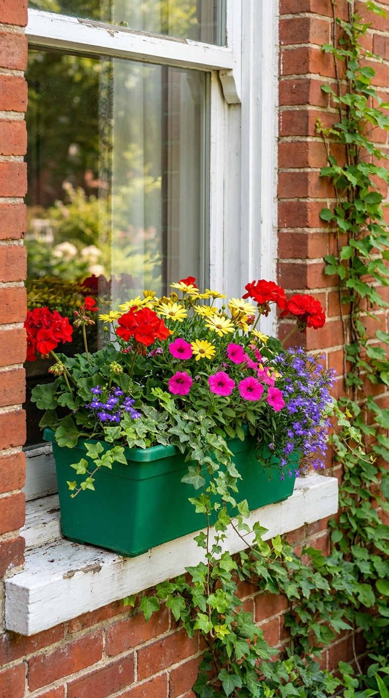 jardiniere verte brique lierre