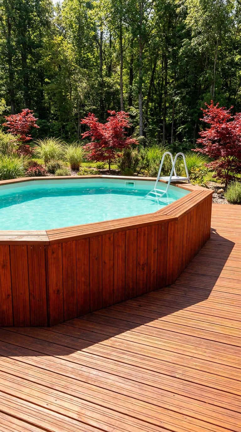 piscine octogonale bois vertical