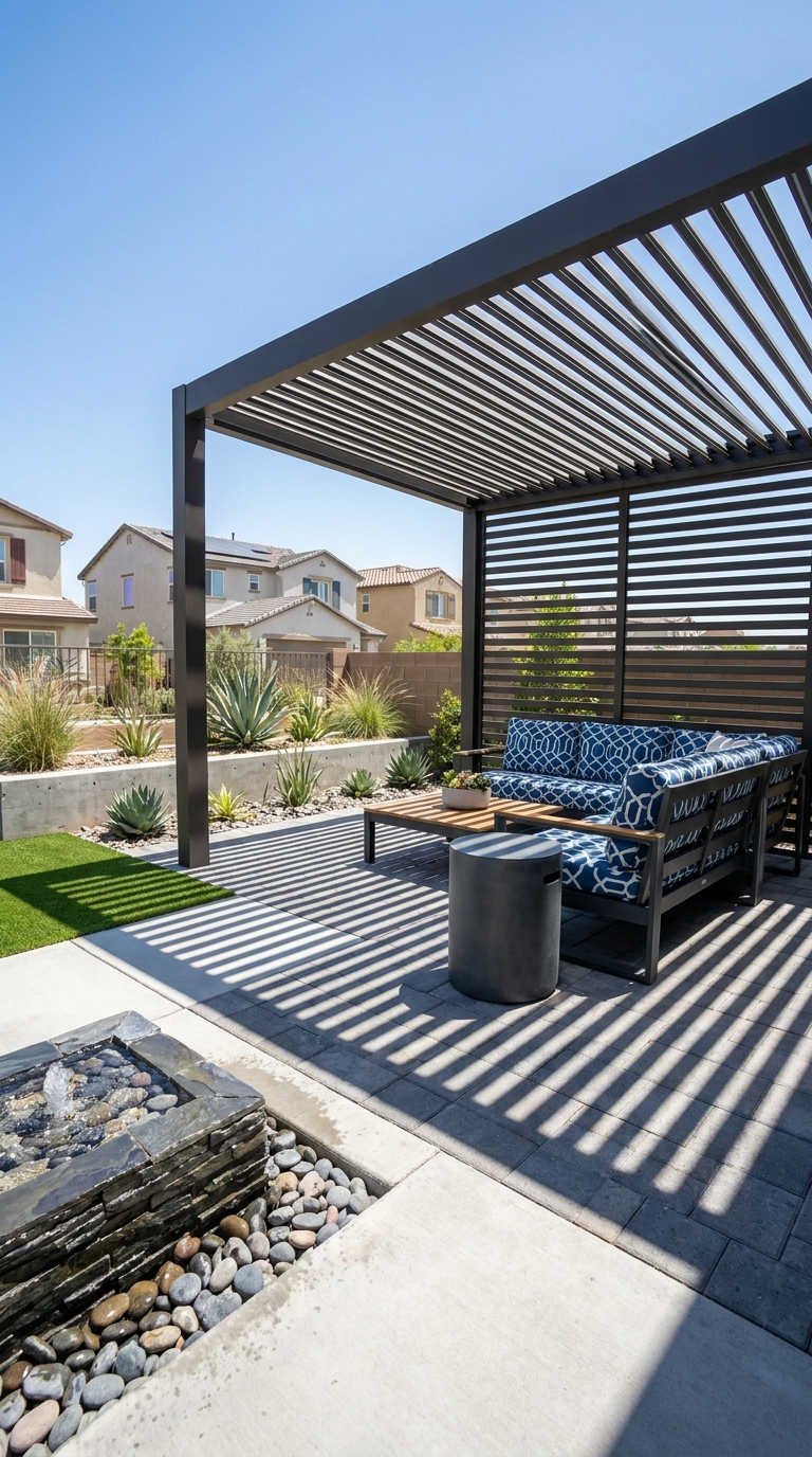 pergola moderne lames ombre salon