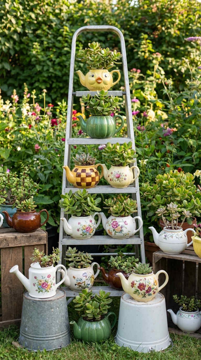 echelle theieres succulentes jardin