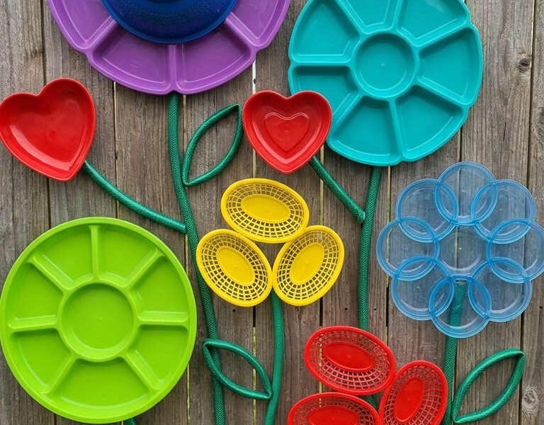 fleurs recup cloture coloree