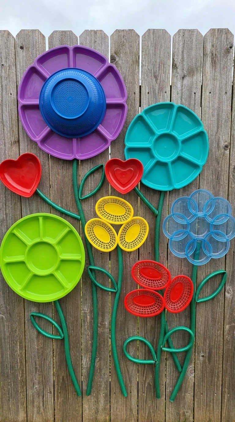 fleurs recup cloture coloree