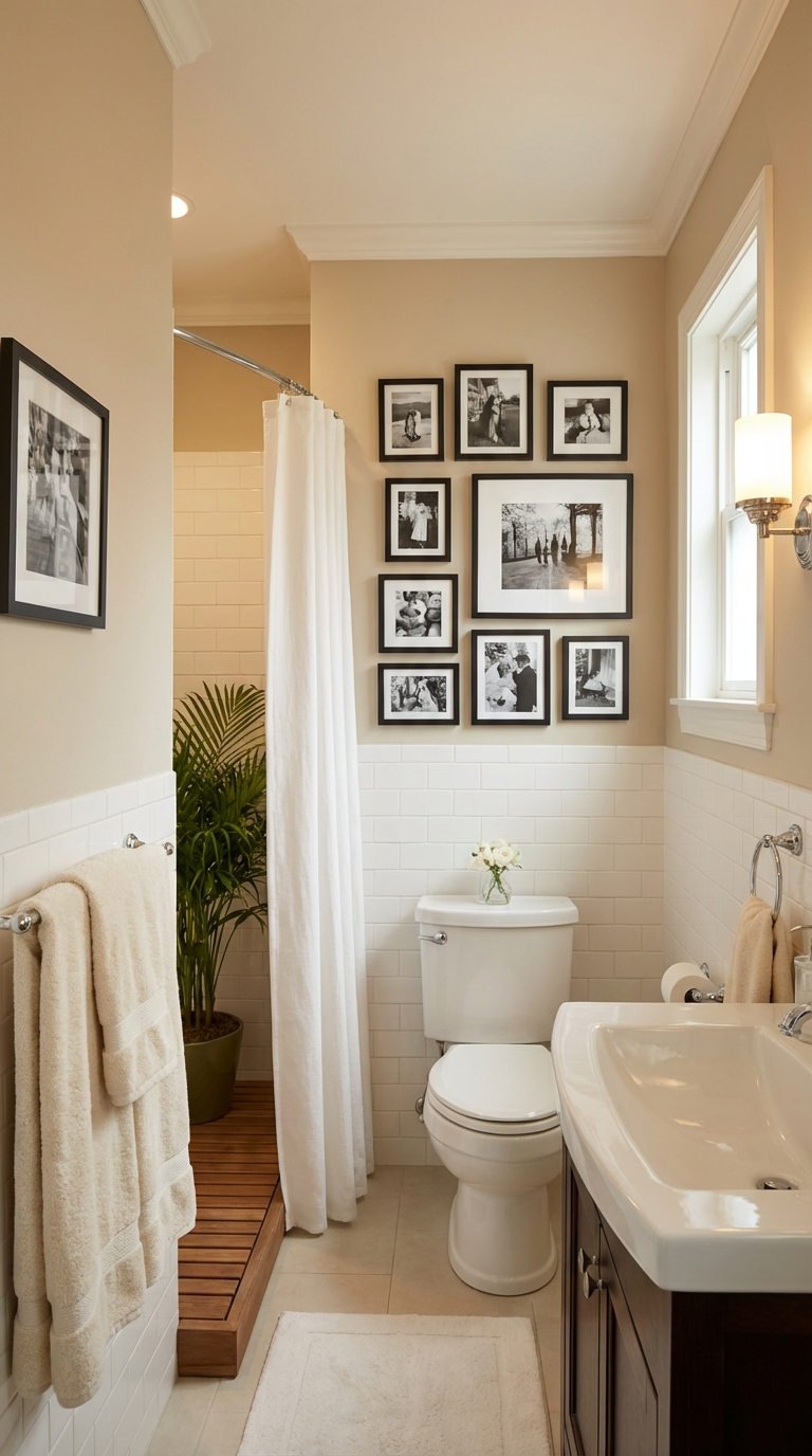 mur cadres soubassement bois fonce