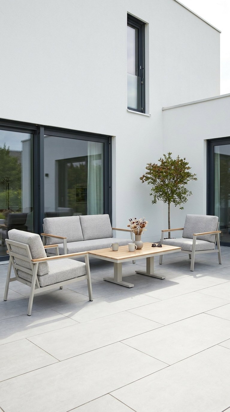 terrasse moderne mobilier clair minimal