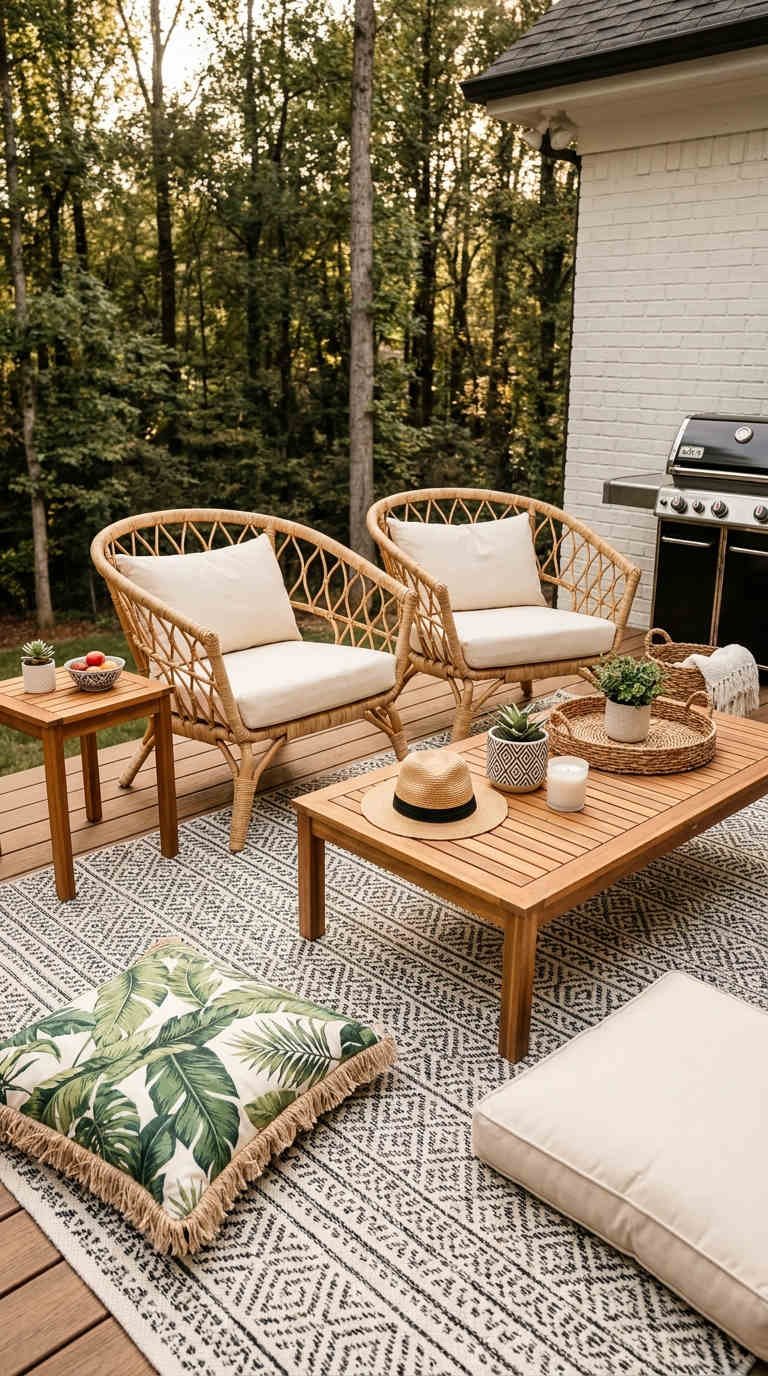 terrasse rotin bois apero naturel