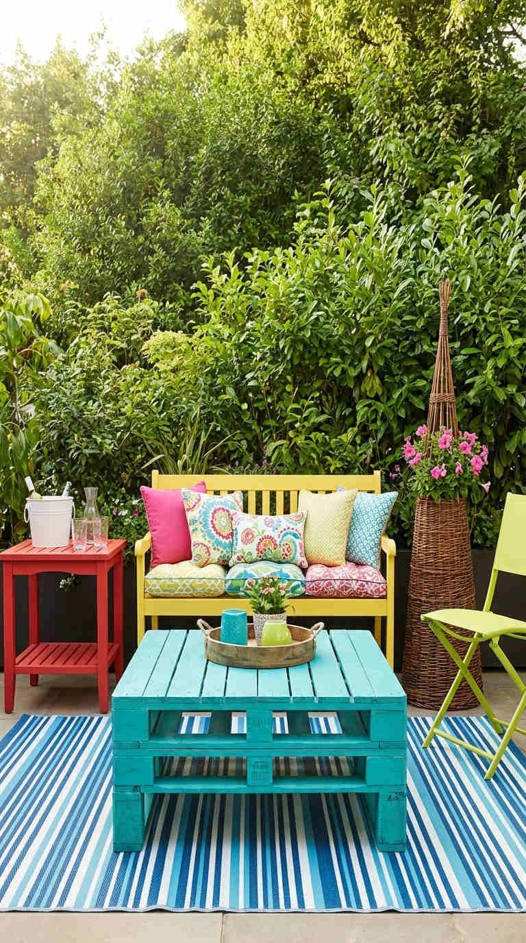 jardin palette colore jaune turquoise