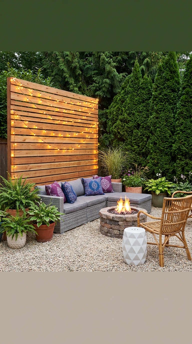 palissade bois foyer guirlandes