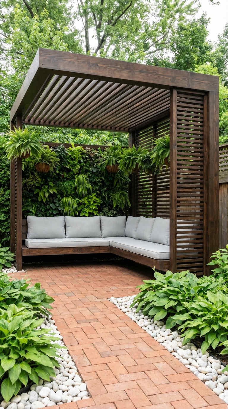 pergola mur vegetal banquette grise
