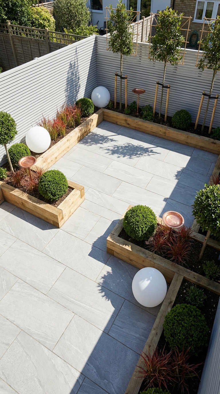 terrasse bacs bois buis sculptes