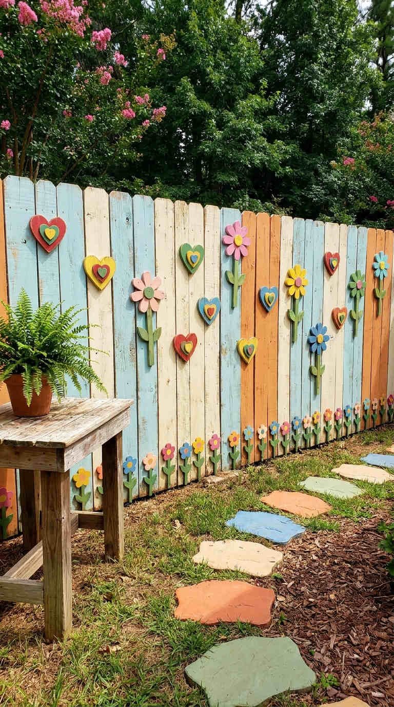 cloture pastel fleurs coeurs