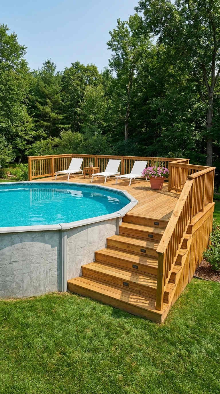 piscine escalier terrasse bois