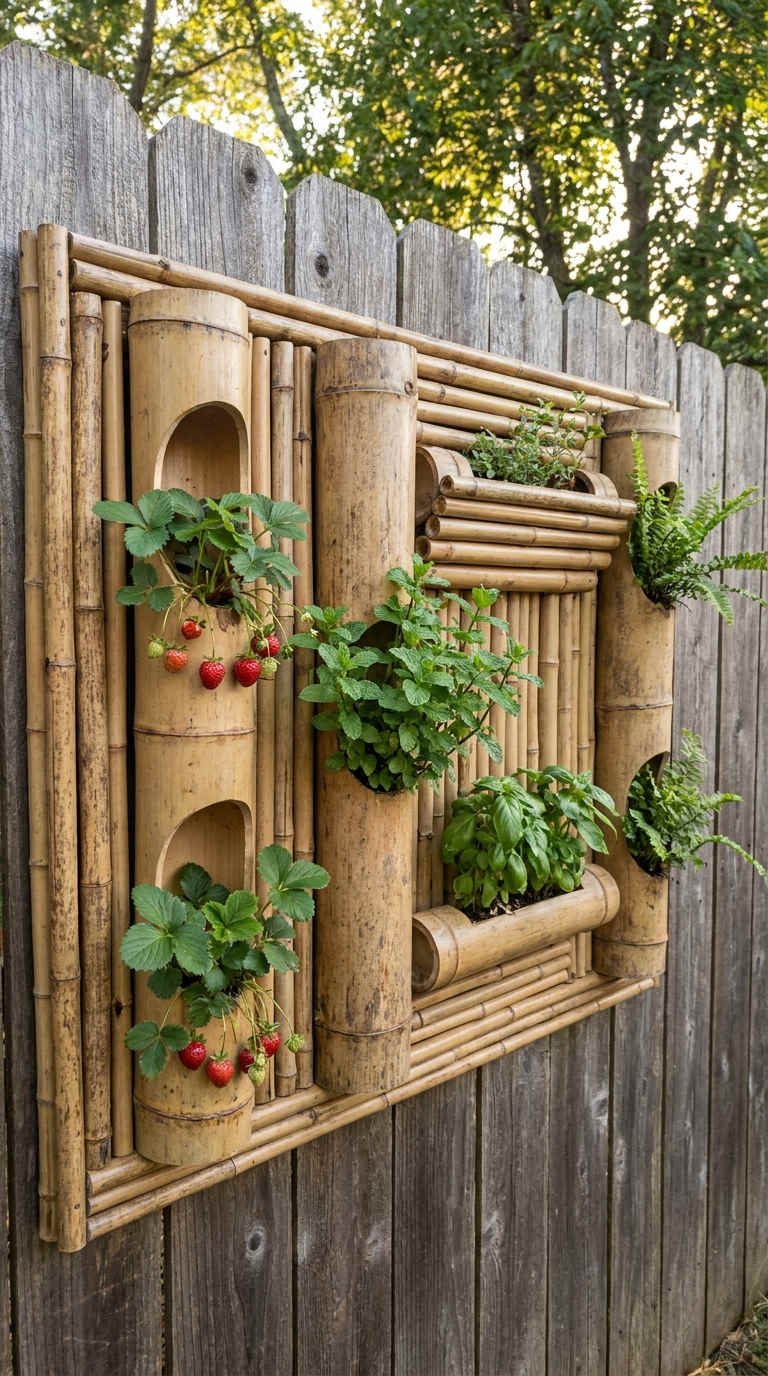 potager mural bambou fraisier