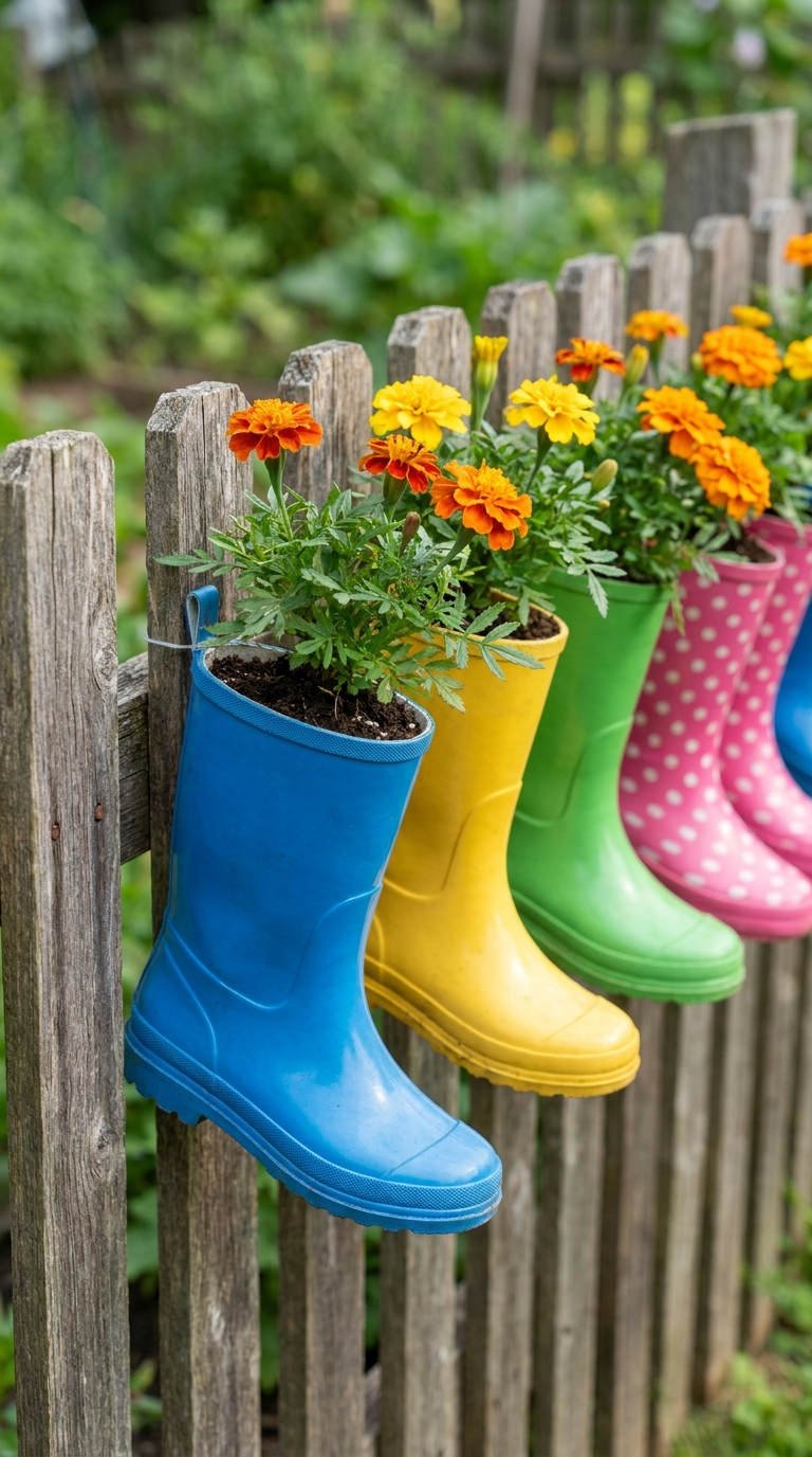 bottes pluie jardinieres cloture