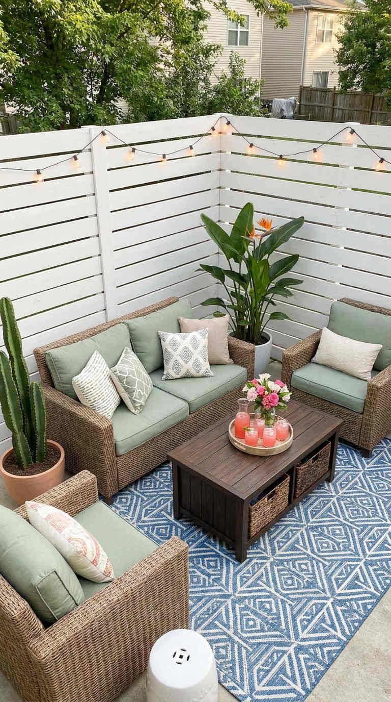 cloture blanche salon terrasse