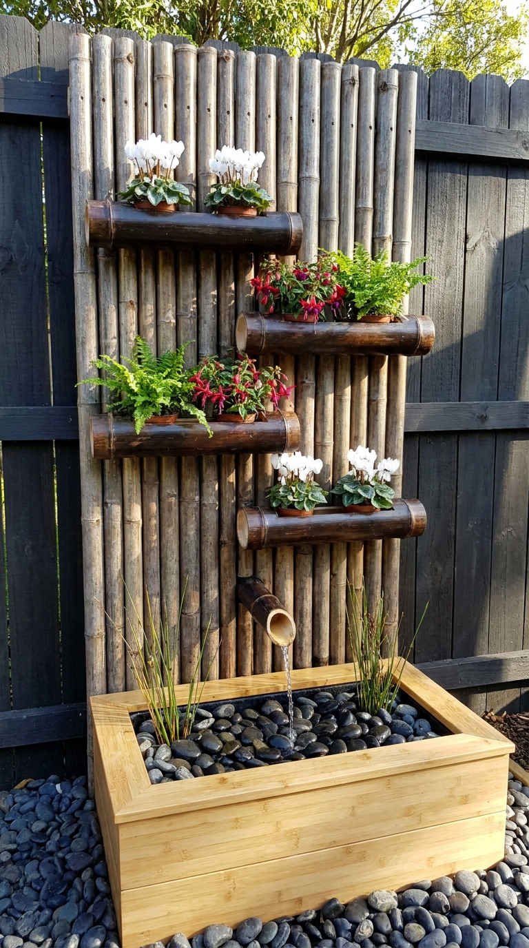 fontaine bambou jardin vertical