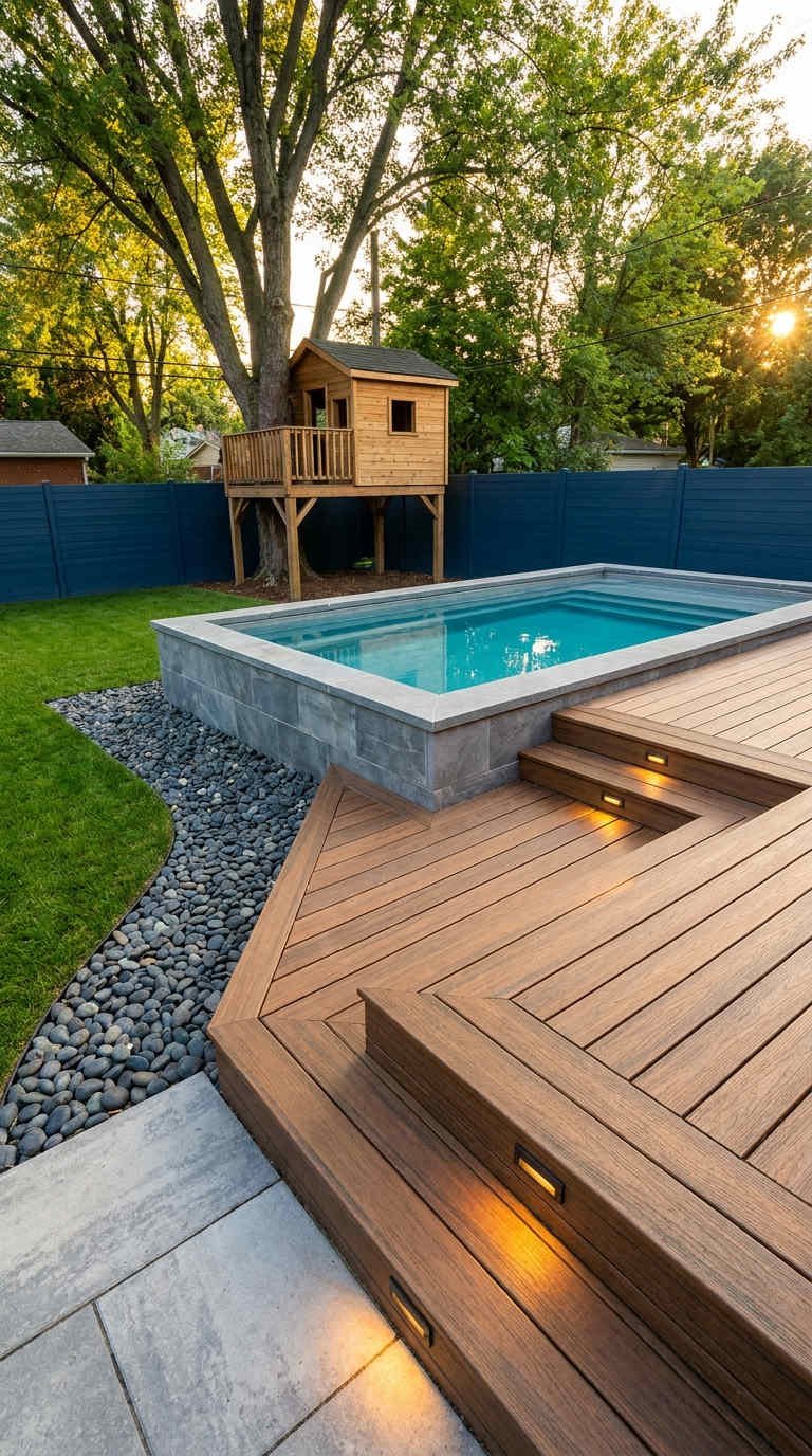 piscine contemporaine bois pierre