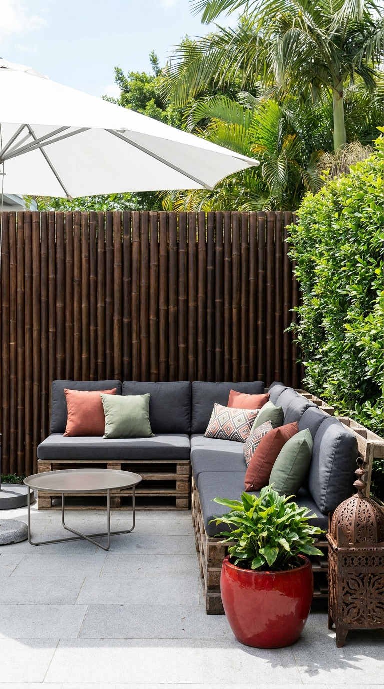 bambou patio canape gris