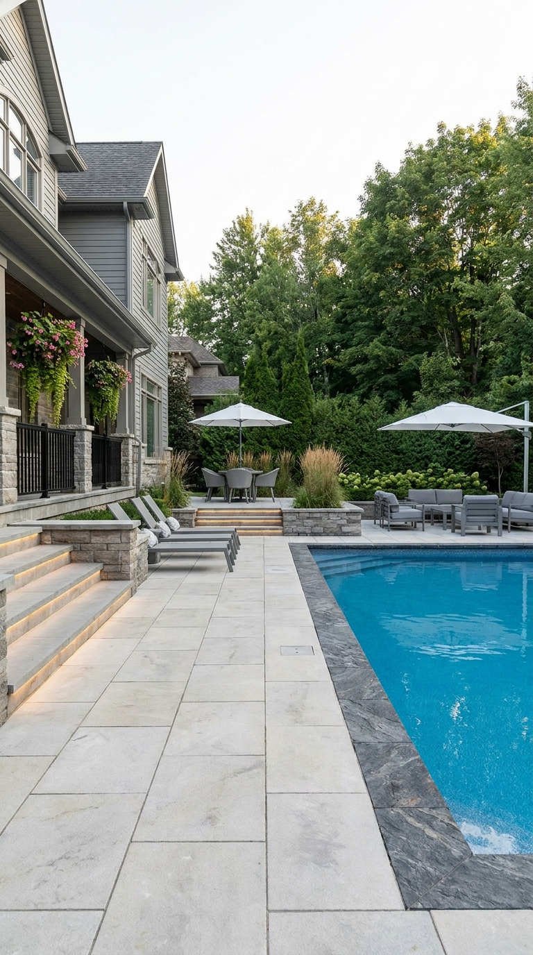 bordure minerale piscine terrasse chic