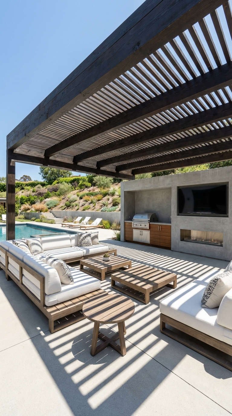 pergola ombres salon blanc cuisine