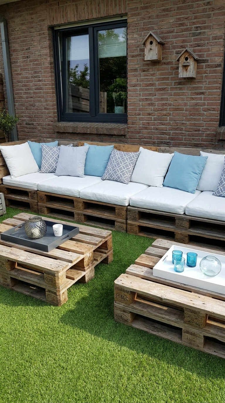 banquette palette longue jardin