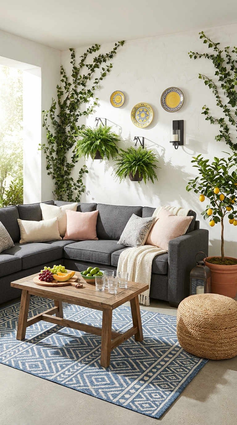 patio couvert plantes murales tapis