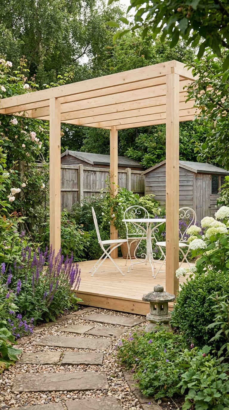 pergola claire bistro blanc fleurs