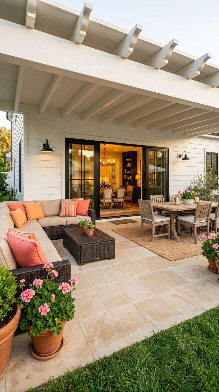 terrasse blanche couverte salon repas