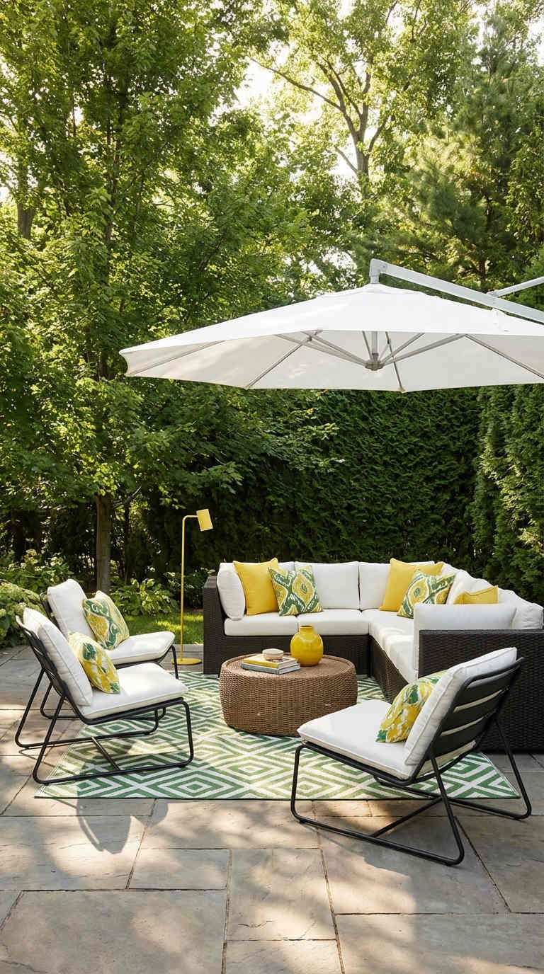 terrasse chaises noires touches jaunes