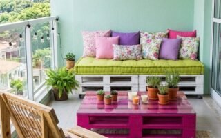 balcon palette blanc table rose fuchsia