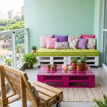 balcon palette blanc table rose fuchsia