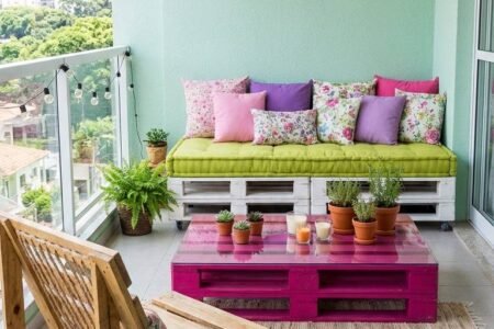 balcon palette blanc table rose fuchsia