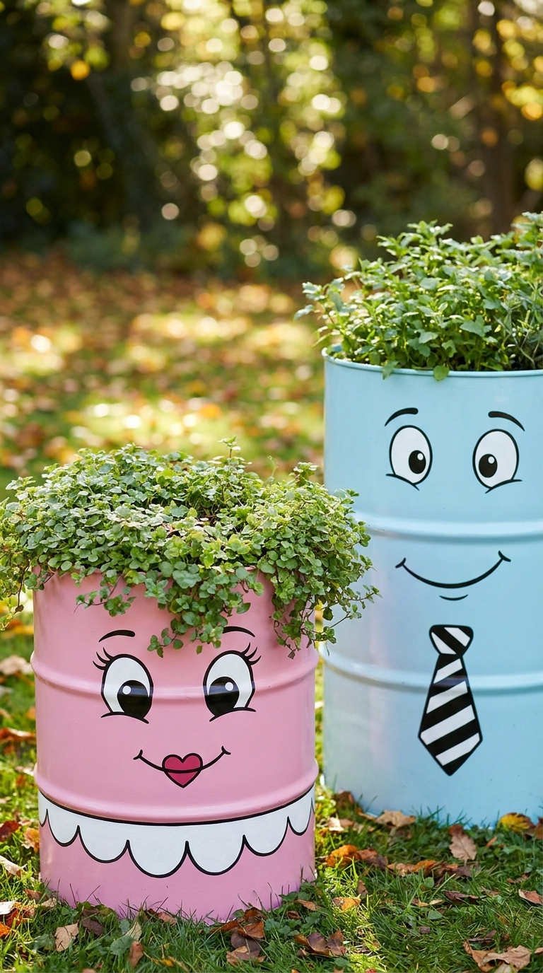 bidons personnages plantes retombantes