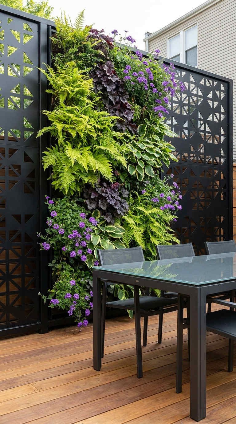 mur vegetal panneaux noirs