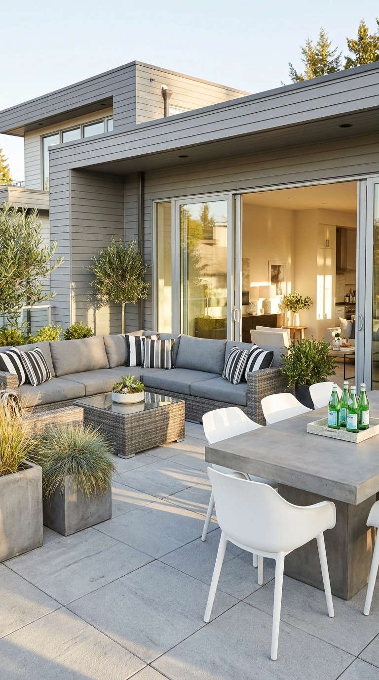 patio moderne canape angle beton