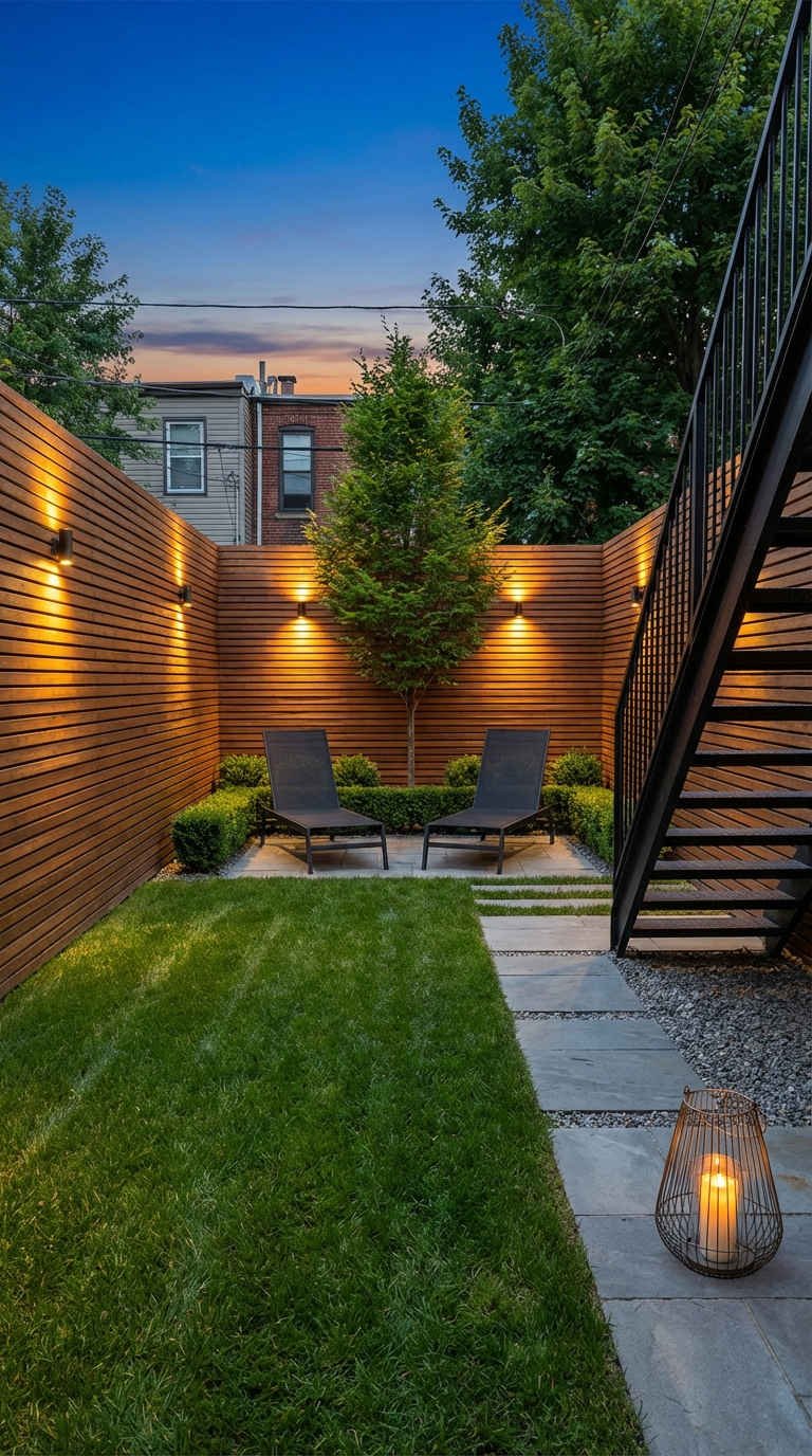 terrasse appliques noires cloture bois