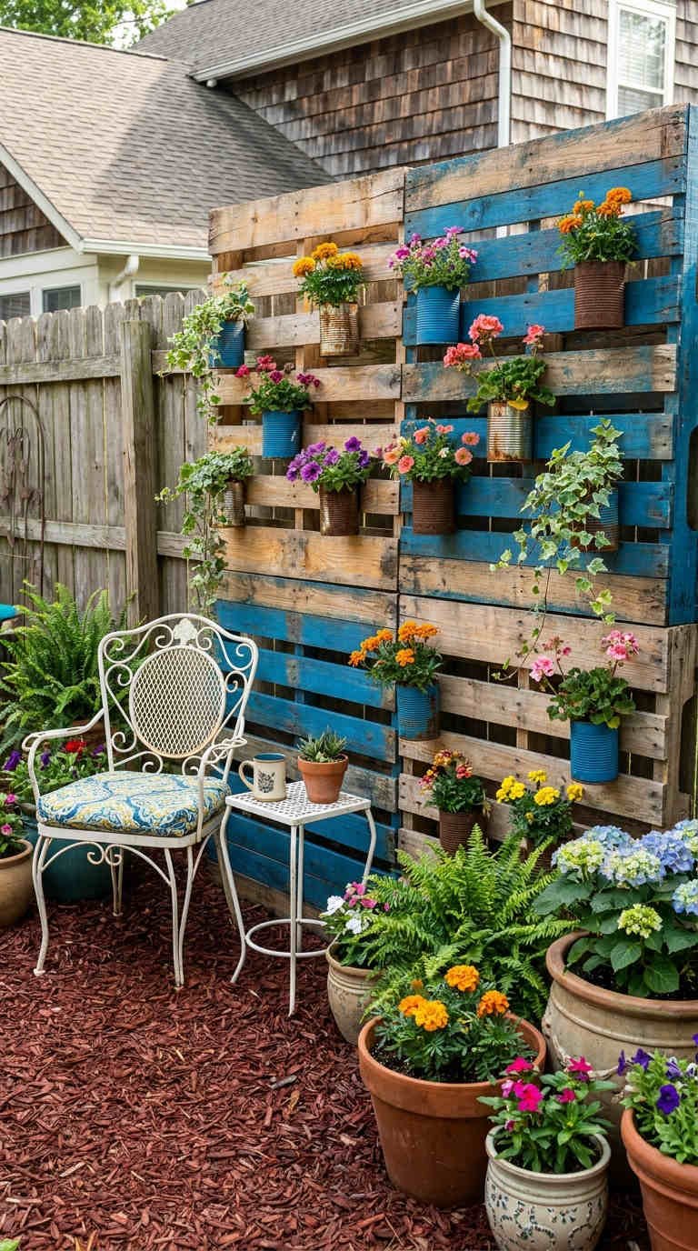 palettes murales pots suspendus