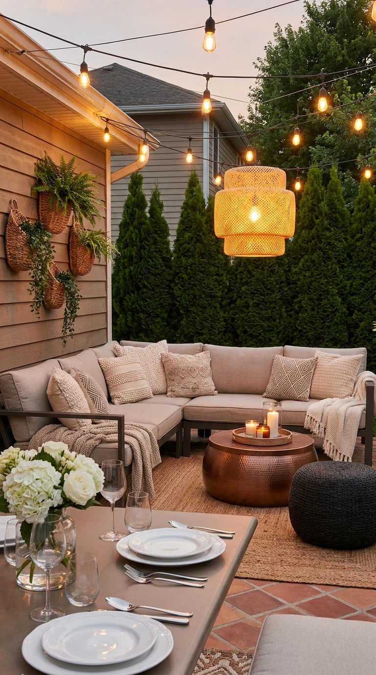 terrasse diner suspension rotin canape