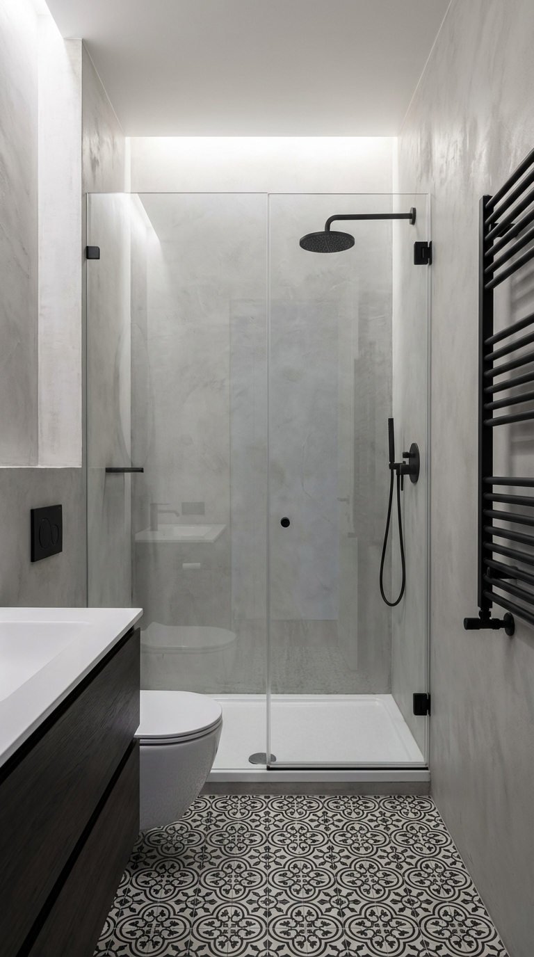 beton cire gris carrelage motif