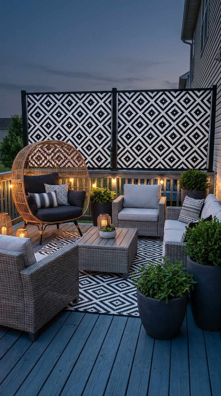 balcon motif noir blanc