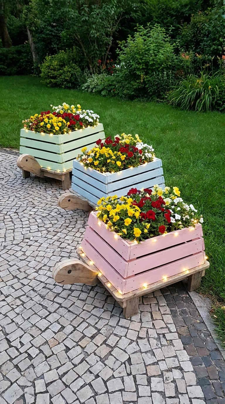 caisses roulantes jardinieres fleurs