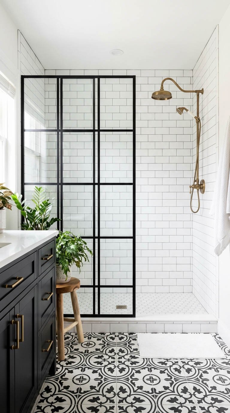 douche verriere noire laiton vintage