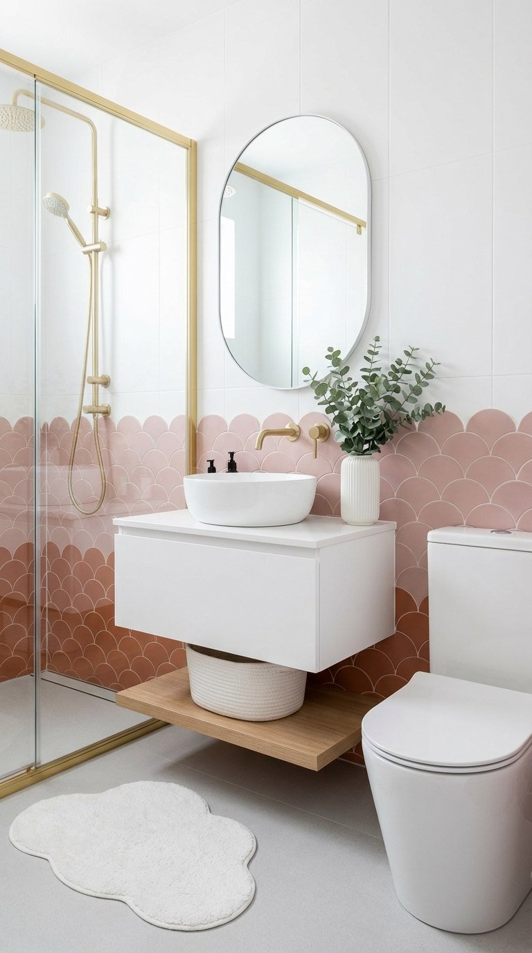 carrelage ecaille terracotta rose poudre