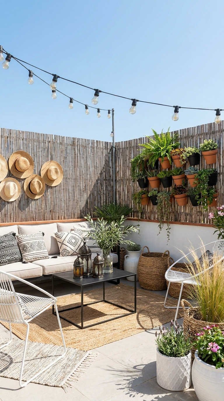 patio fibres naturelles plantes murales