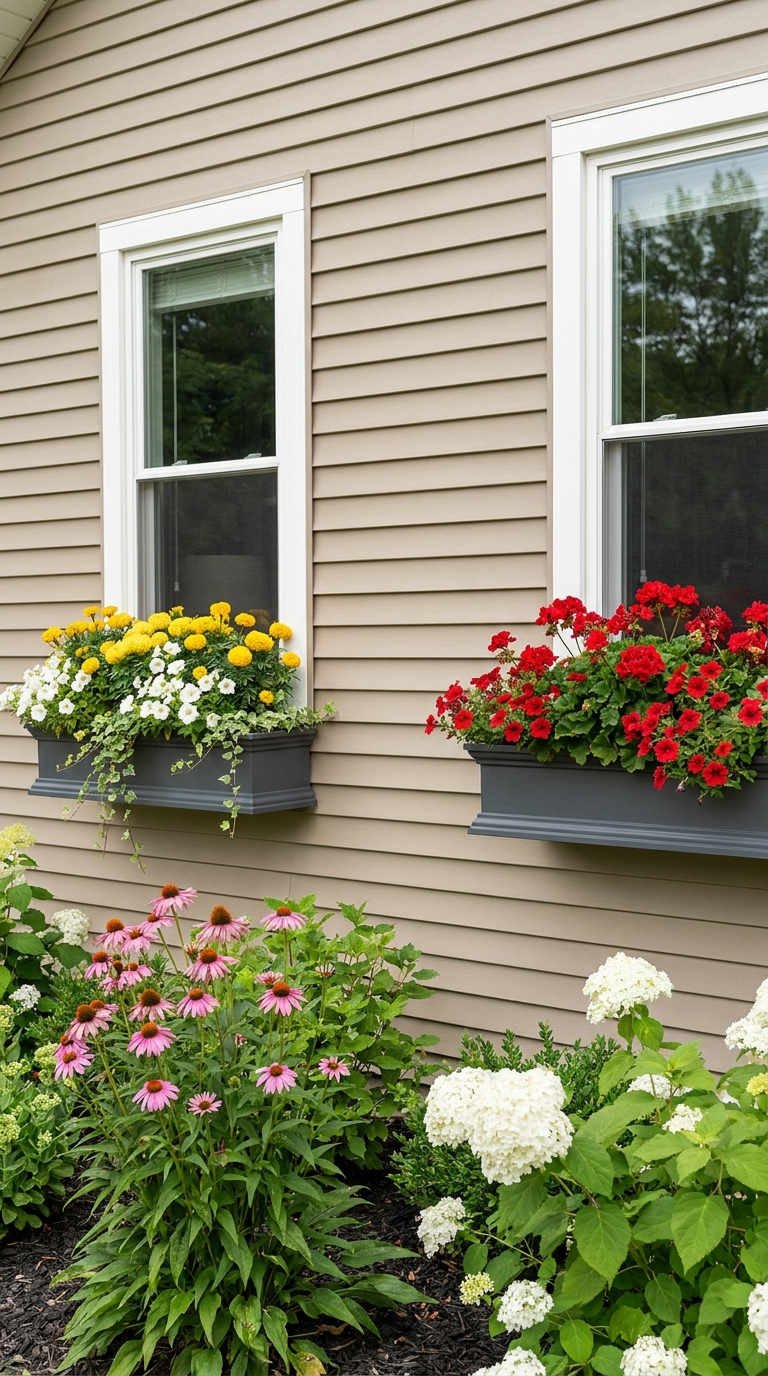 jardinieres grises facade bardage