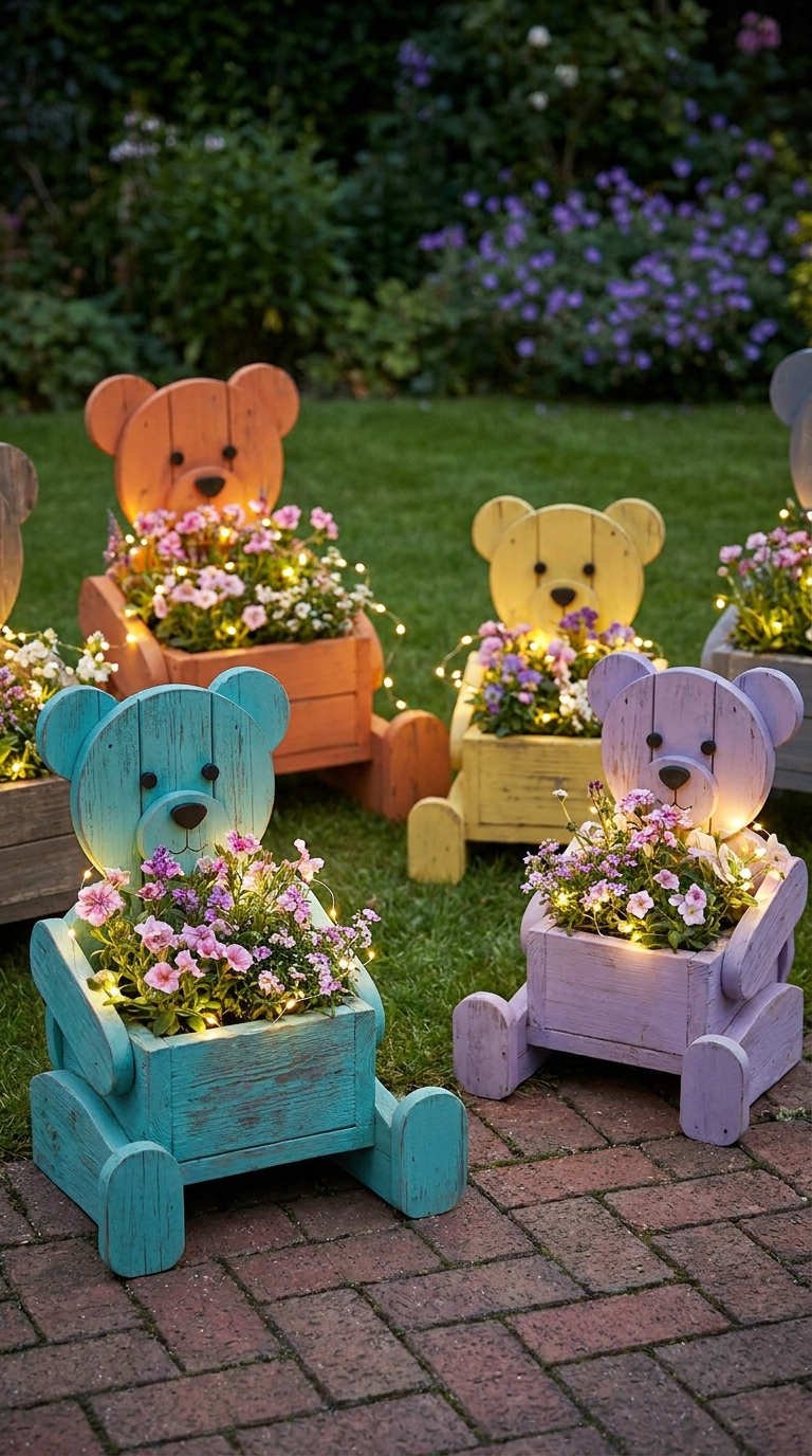 ours jardinieres lumineuses bois