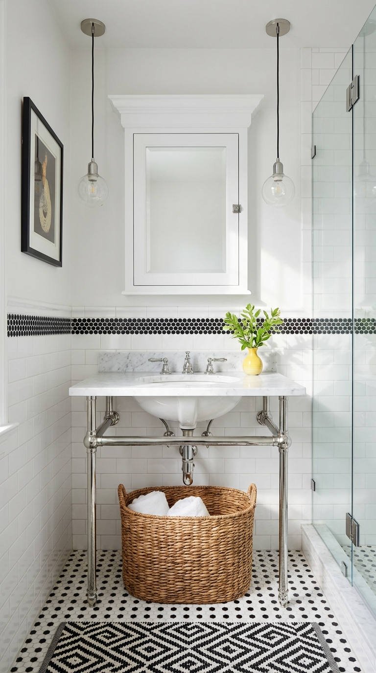 vasque console chrome marbre blanc